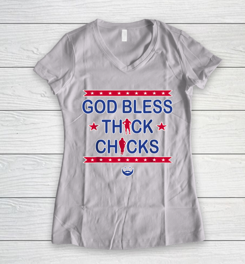 God Bless Thick Chicks Women's V-Neck T-Shirt