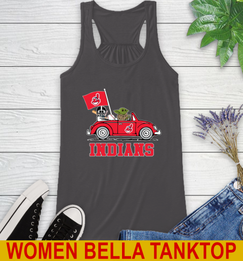 MLB Baseball Cleveland Indians Darth Vader Baby Yoda Driving Star Wars Shirt Racerback Tank 12