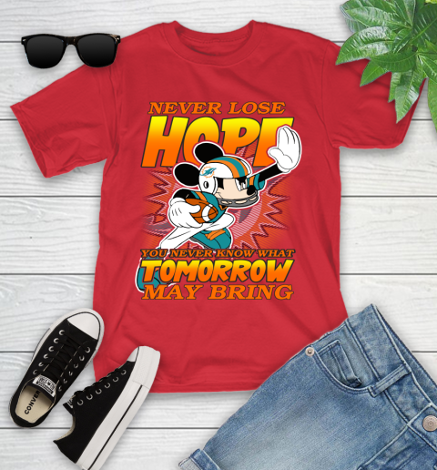 Miami Dolphins NFL Football Mickey Disney Never Lose Hope Youth T-Shirt 13