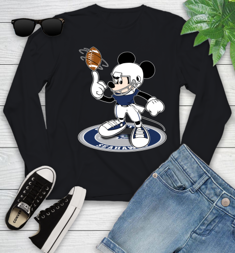 NFL Football Seattle Seahawks Cheerful Mickey Disney Shirt Youth Long Sleeve
