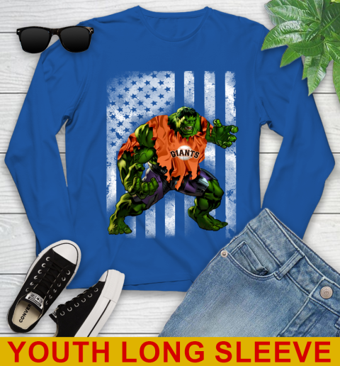 San Francisco Giants Hulk Marvel Avengers MLB Baseball American Flag Youth Long Sleeve 10