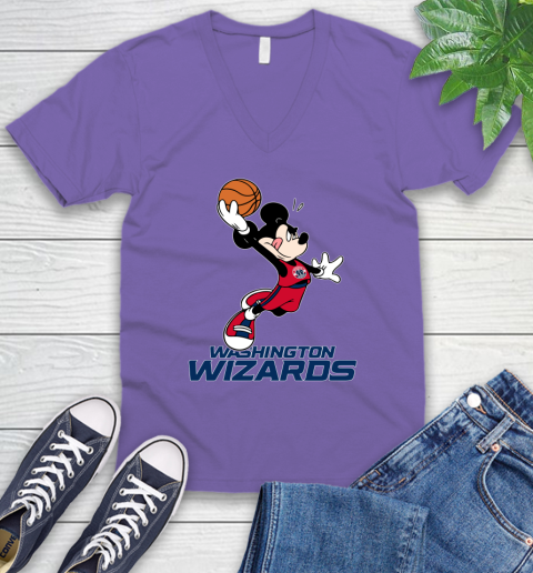 NBA Basketball Washington Wizards Cheerful Mickey Mouse Shirt V-Neck T-Shirt 9