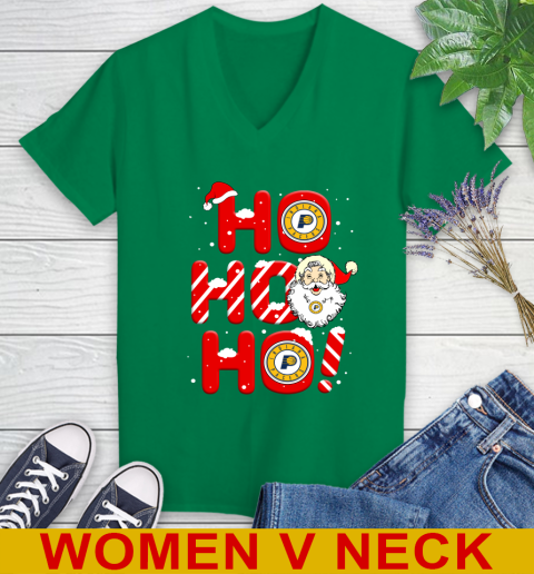 Indiana Pacers NBA Basketball Ho Ho Ho Santa Claus Merry Christmas Shirt Women's V-Neck T-Shirt 5