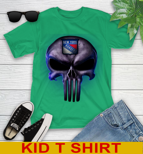 New York Rangers NHL Hockey Punisher Skull Sports Youth T-Shirt 7
