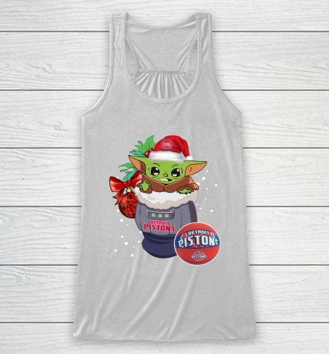 Detroit Pistons Christmas Baby Yoda Star Wars Funny Happy NBA Racerback Tank 2