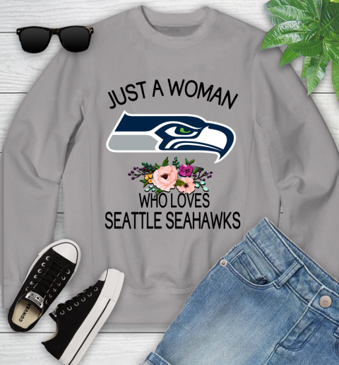 NFL Just A Woman Who Loves Seattle Seahawks Football Sports Youth Sweatshirt 2