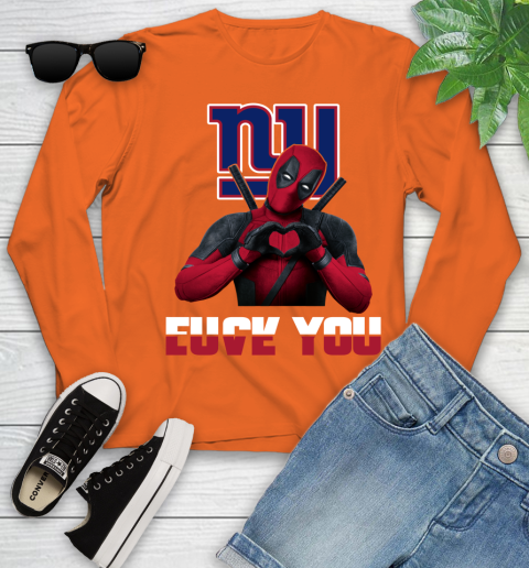 NHL New York Giants Deadpool Love You Fuck You Football Sports Youth Long Sleeve 3