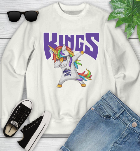 Sacramento Kings NBA Basketball Funny Unicorn Dabbing Sports Youth Sweatshirt