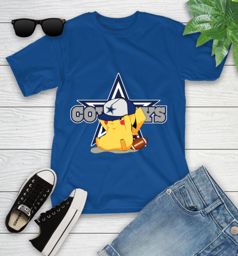 NFL Pikachu Football Sports Dallas Cowboys Youth T-Shirt 9