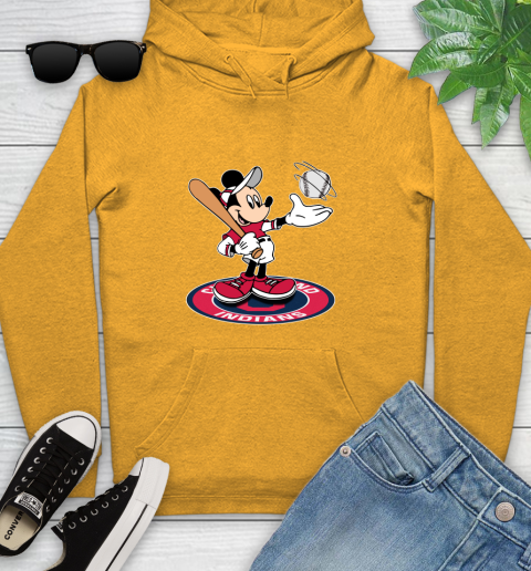 MLB Baseball Cleveland Indians Cheerful Mickey Disney Shirt Youth Hoodie 3