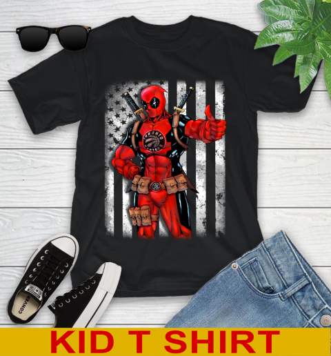 NBA Basketball Toronto Raptors Deadpool American Flag Shirt Youth T-Shirt
