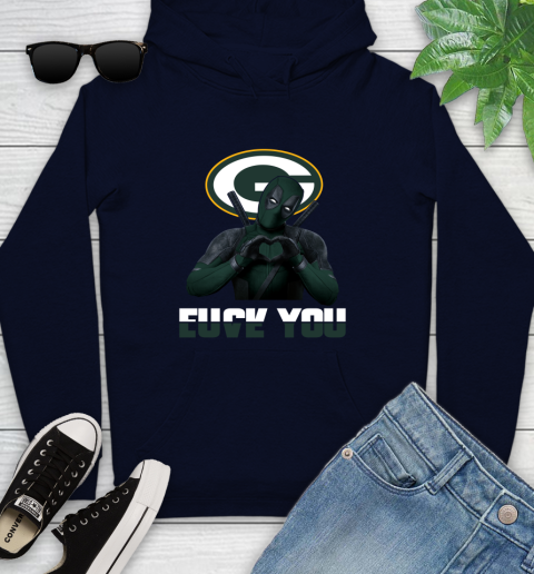 NHL Green Bay Packers Deadpool Love You Fuck You Football Sports Youth Hoodie 3