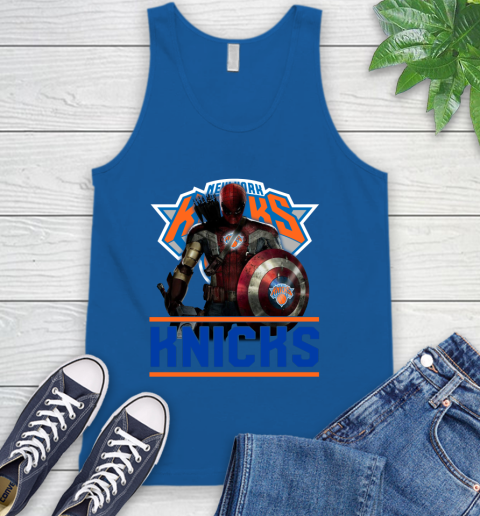 New York Knicks NBA Basketball Captain America Thor Spider Man Hawkeye Avengers Tank Top 5