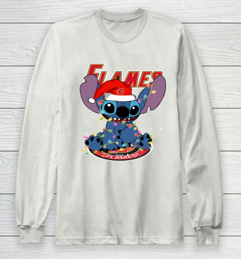 Calgary Flames NHL Hockey noel stitch Christmas Long Sleeve T-Shirt 9