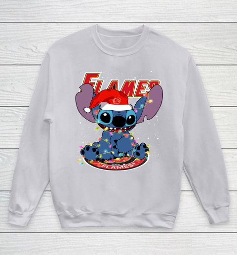 Calgary Flames NHL Hockey noel stitch Christmas Youth Sweatshirt 2