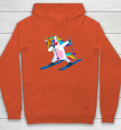 Skiing Unicorn Dabbing Funny Gift Hoodie 5