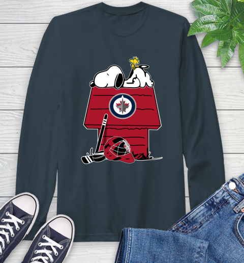 Winnipeg Jets NHL Hockey Snoopy Woodstock The Peanuts Movie Long Sleeve T-Shirt 8