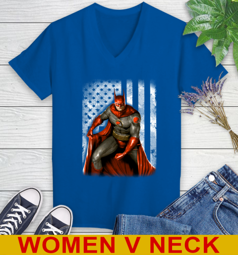 Cleveland Browns NFL Football Batman DC American Flag Shirt Women's V-Neck T-Shirt 9