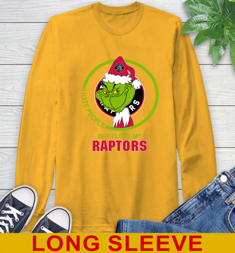 Toronto Raptors NBA Christmas Grinch I Hate People But I Love My Favorite Basketball Team Long Sleeve T-Shirt 3