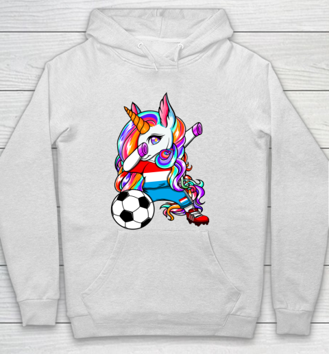 Dabbing Unicorn Luxembourg Soccer Fans Jersey Flag Football Hoodie