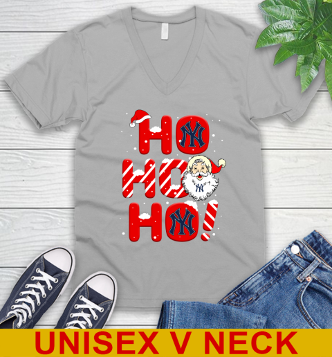New York Yankees MLB Baseball Ho Ho Ho Santa Claus Merry Christmas Shirt V-Neck T-Shirt 3