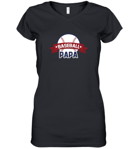 Baseball Papa Shirt Sport Coach Gifts Dad Ball Women's V-Neck T-Shirt