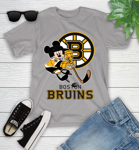 NHL Boston Bruins Mickey Mouse Disney Hockey T Shirt Youth T-Shirt 4