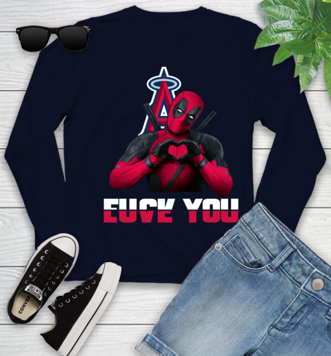 MLB Los Angeles Angels Deadpool Love You Fuck You Baseball Sports Youth Long Sleeve 2