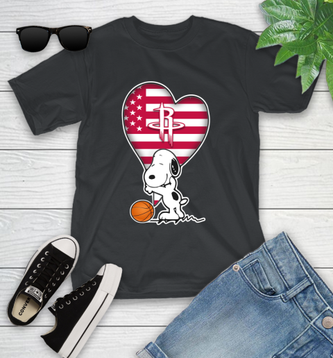 Houston Rockets NBA Basketball The Peanuts Movie Adorable Snoopy Youth T-Shirt 2