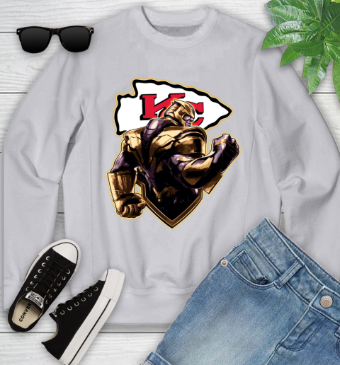 NFL Thanos Avengers Endgame Football Sports Kansas City Chiefs Youth Sweatshirt 4