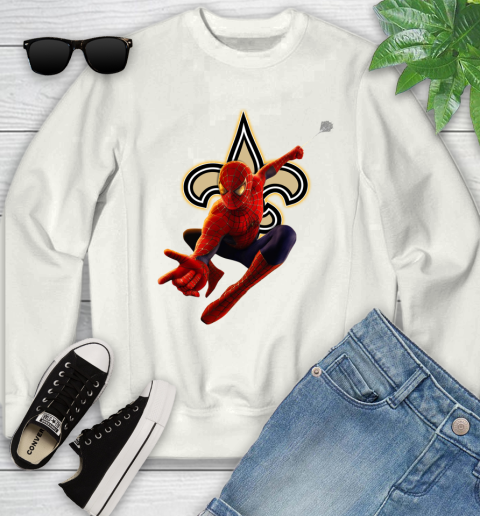 NFL Spider Man Avengers Endgame Football New Orleans Saints Youth Sweatshirt