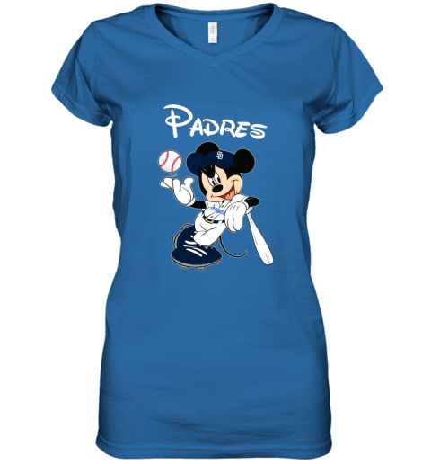 Baseball Mickey Team San Diego Padres Women's V-Neck T-Shirt 
