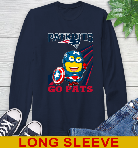 NFL Football New England Patriots Captain America Marvel Avengers Minion Shirt Long Sleeve T-Shirt 3