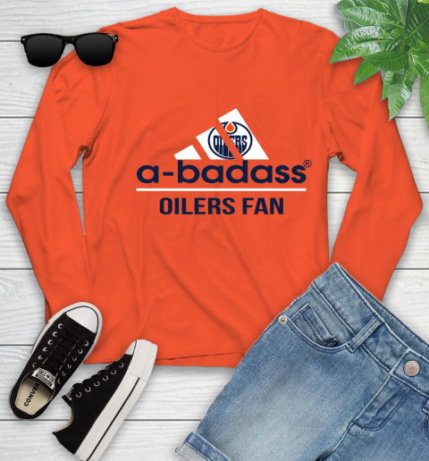 NHL A Badass Edmonton Oilers Fan Adidas Hockey Sports Youth Long Sleeve 3