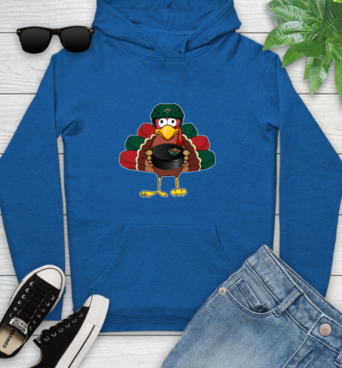 Minnesota Wild Turkey Thanksgiving Day Youth Hoodie 9