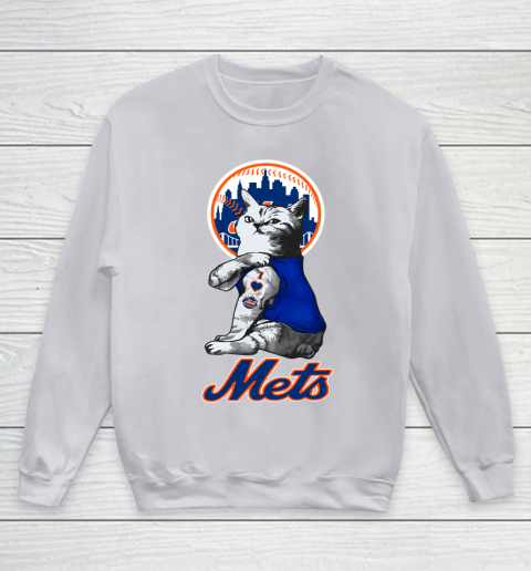 MLB Baseball My Cat Loves New York Mets Youth Sweatshirt 3