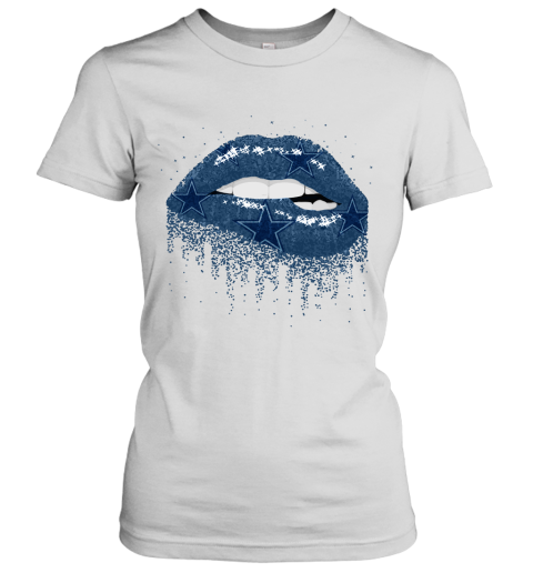 Biting Glossy Lips Sexy Dallas Cowboys NFL Football Women's T-Shirt 