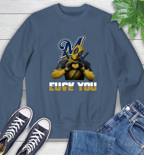 MLB Milwaukee Brewers Deadpool Love You Fuck You Baseball Sports Sweatshirt 8