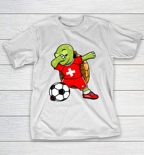 Dabbing Turtle Switzerland Soccer Fans Jersey Swiss Football T-Shirt