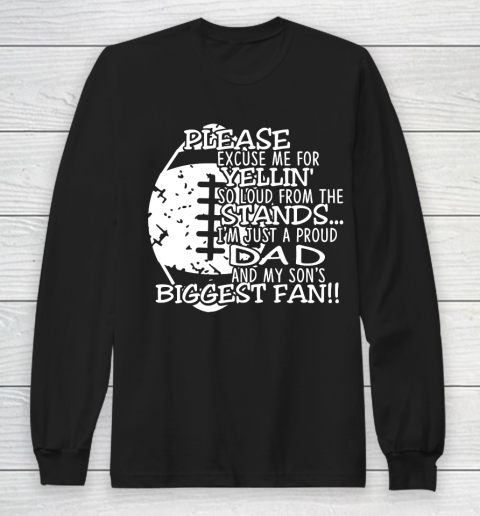 Father's Day Funny Gift Ideas Apparel  Football Dad Sons Biggest Fan T Shirt Long Sleeve T-Shirt