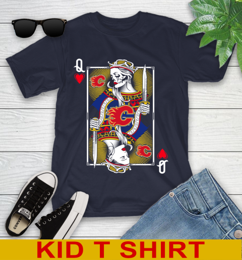 NHL Hockey Calgary Flames The Queen Of Hearts Card Shirt Youth T-Shirt 2