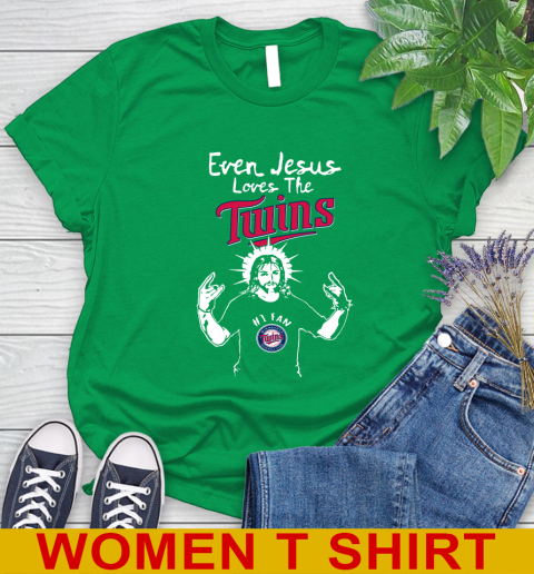 Minnesota Twins MLB Baseball Even Jesus Loves The Twins Shirt Women's T-Shirt 7