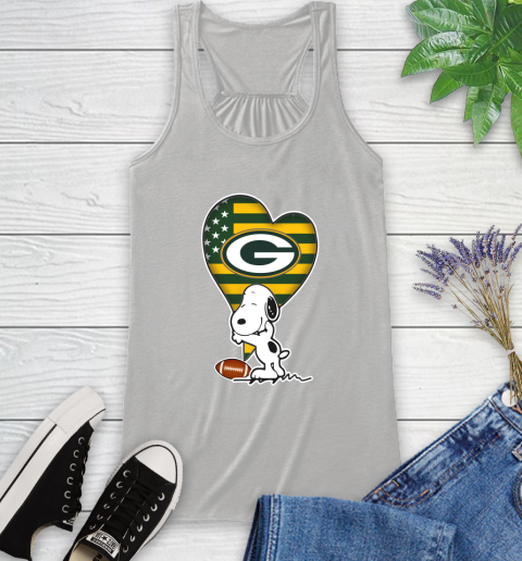 Green Bay Packers NFL Football The Peanuts Movie Adorable Snoopy Racerback Tank