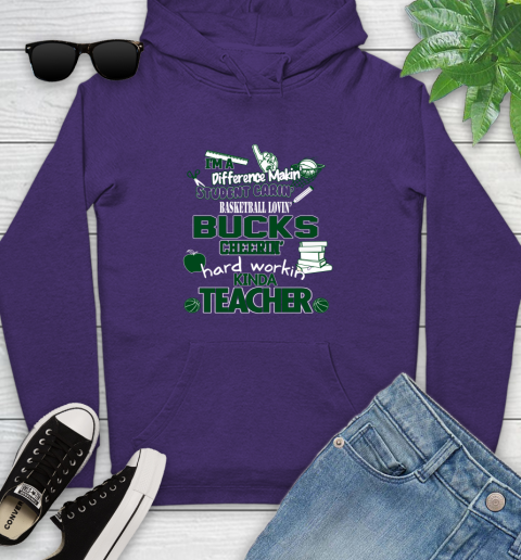 Milwaukee Bucks NBA I'm A Difference Making Student Caring Basketball Loving Kinda Teacher Youth Hoodie 5