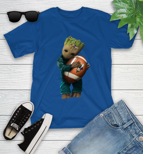 NFL Groot Guardians Of The Galaxy Football Sports Baltimore Ravens Youth T-Shirt - Image 10