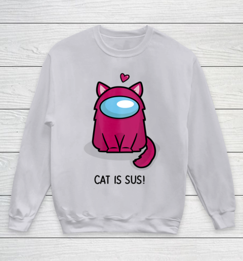 Among Us Game Shirt Cute Cat Astronaut Among me or us Nerdy Girl Gamer Youth Sweatshirt 2