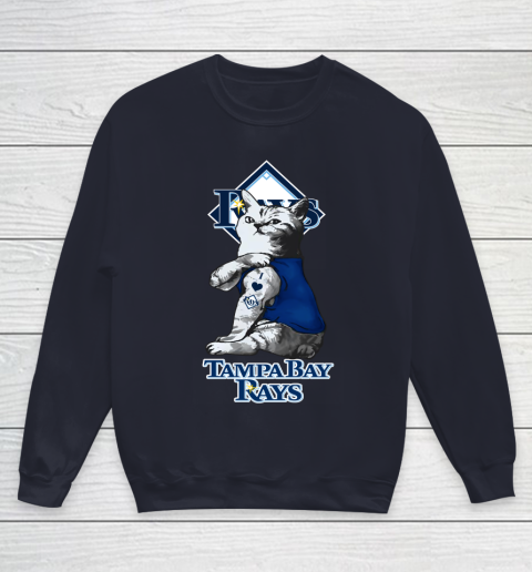 MLB Baseball My Cat Loves Tampa Bay Rays Youth Sweatshirt 2