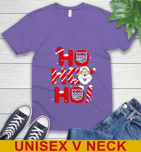 Sacramento Kings NBA Basketball Ho Ho Ho Santa Claus Merry Christmas Shirt V-Neck T-Shirt 8