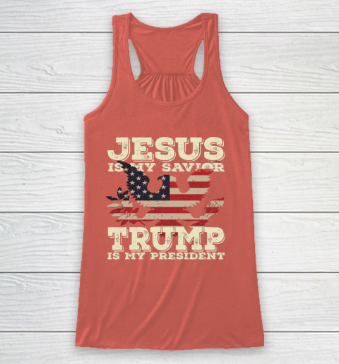 Jesus Is My Savior Trump Is My President Vintage American Racerback Tank 3