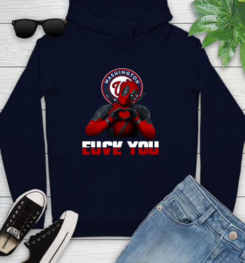 MLB Washington Nationals Deadpool Love You Fuck You Baseball Sports Youth Hoodie 3